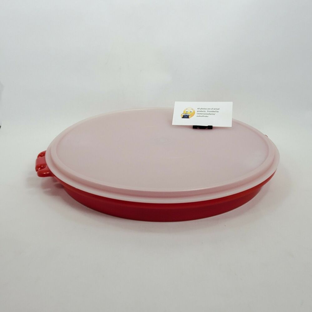 Tupperware Party Veggie Platter Divided Tray w/ Lid #405 Red Plastic